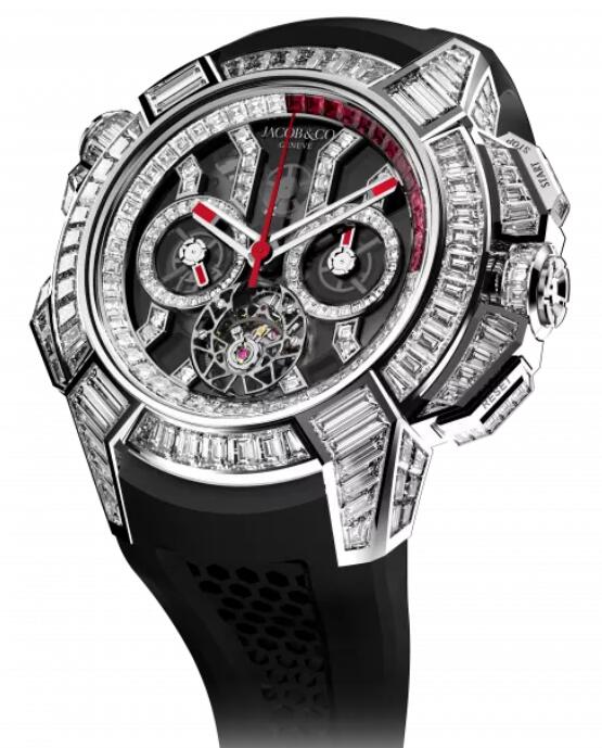 Jacob & Co EC380.30.BD.BD.ABRUA EPIC X CHRONO BAGUETTE WHITE GOLD BLACK CRYSTAL replica watch